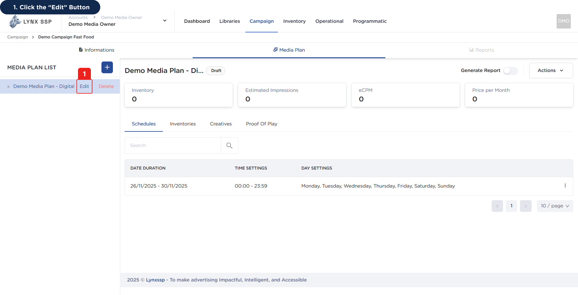 Edit Media Plan 1