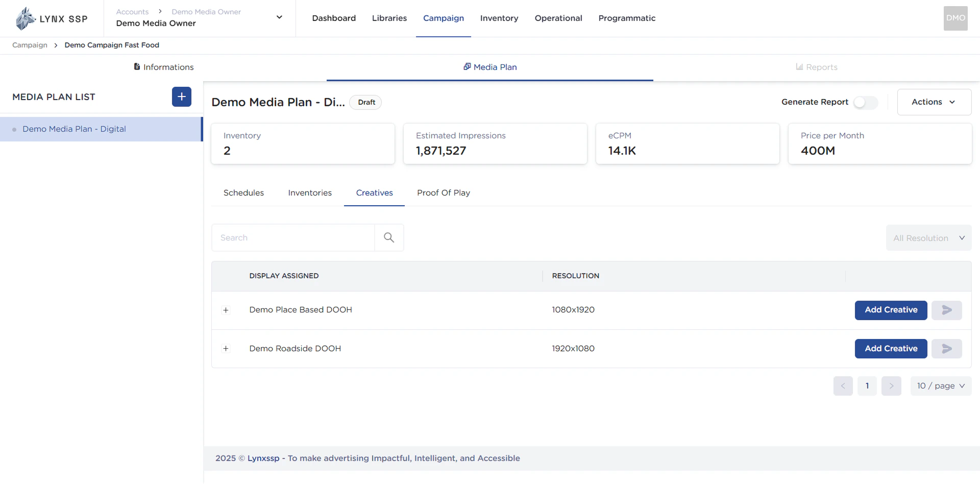 Accessing Media Plan Creatives 1.2