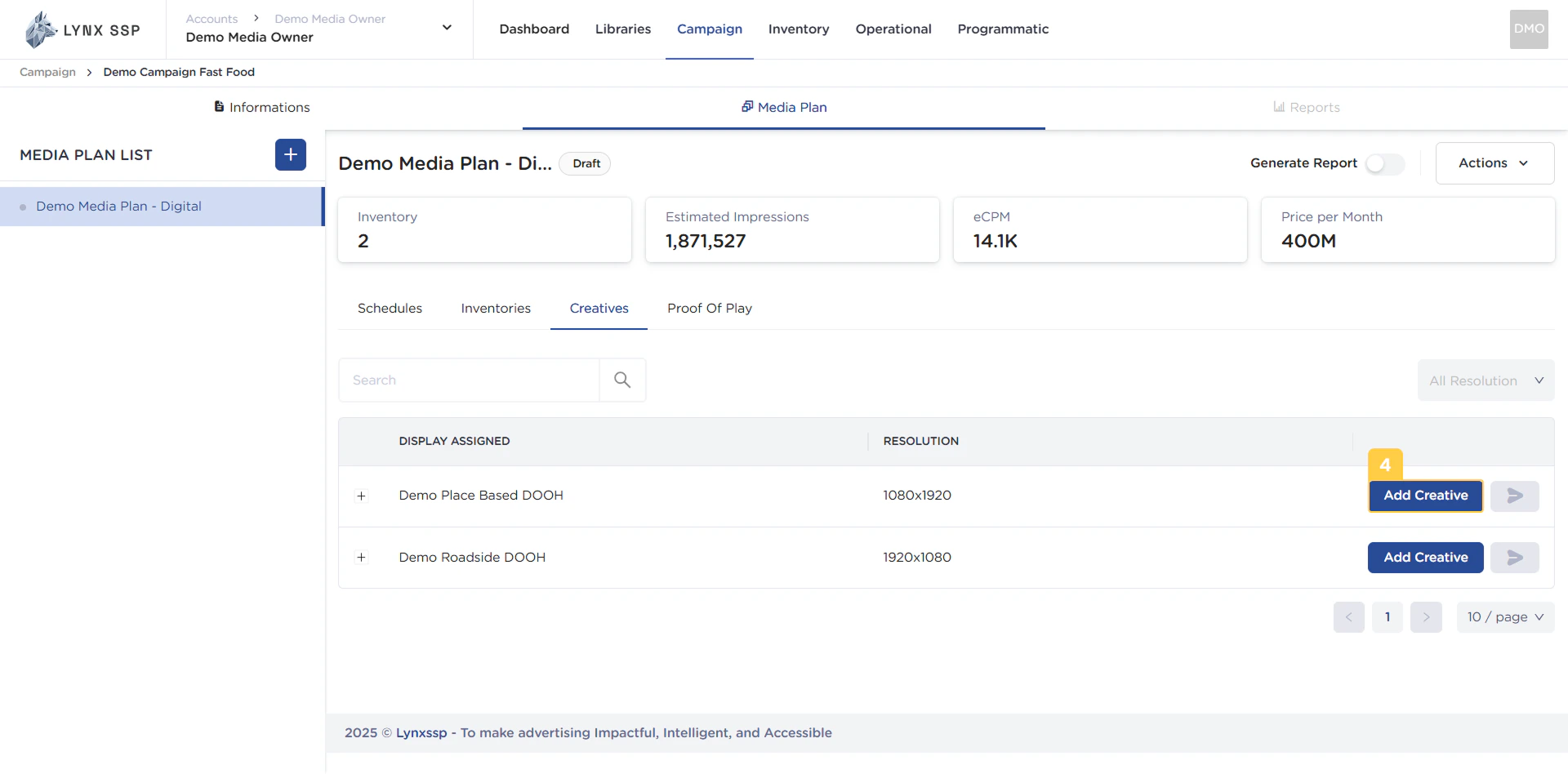 Add Creative Content Button for each Inventory
