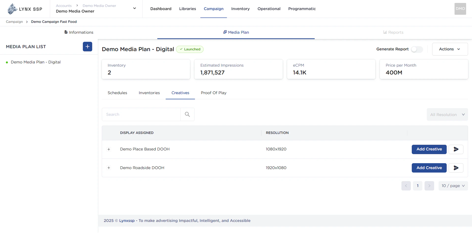How to Sent Creative to Playlist 1.2