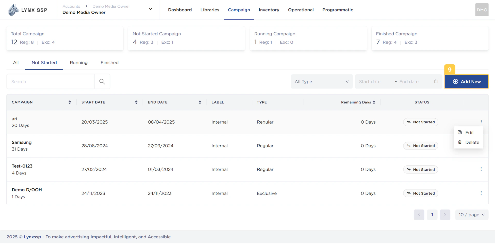 Add New Campaign Button