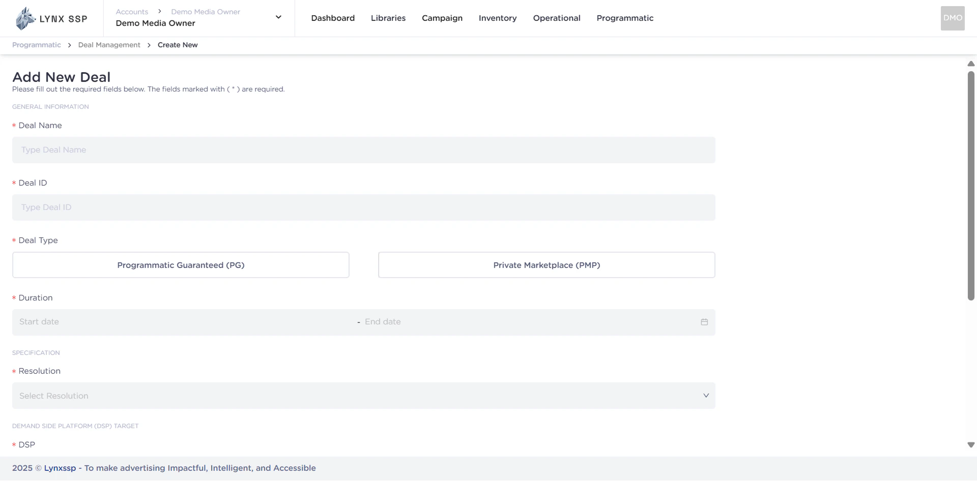 Accessing the Create New Deal Page 1.2