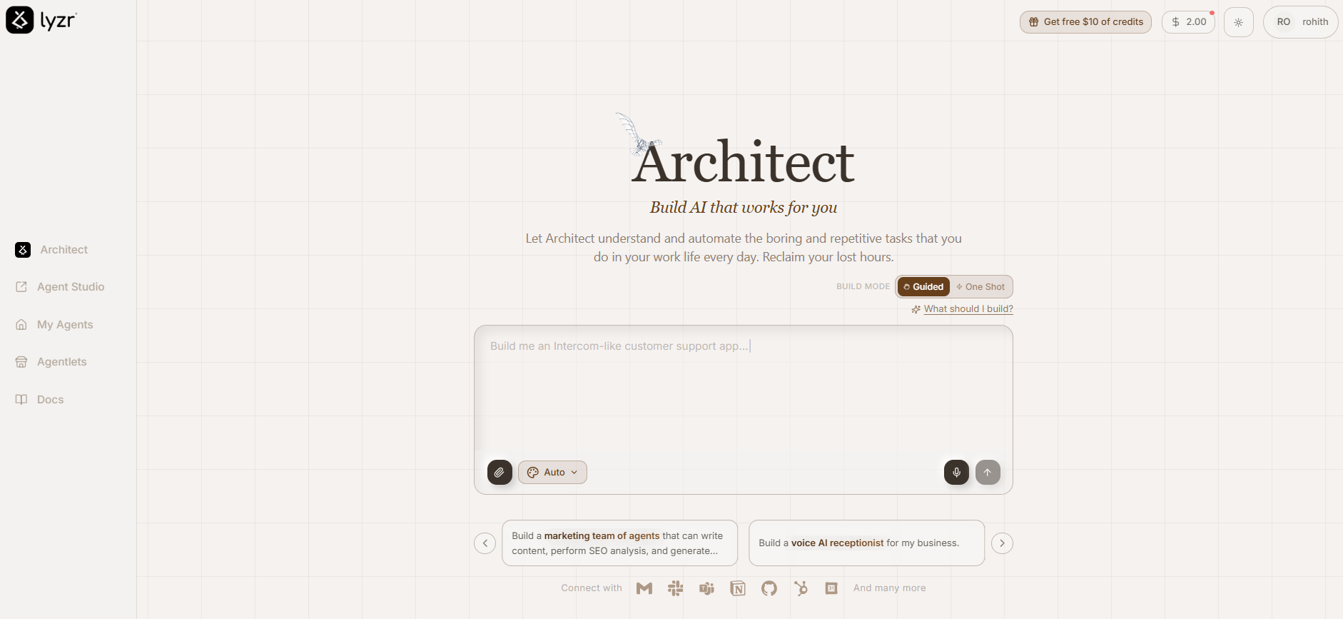 Lyzr Architect Interface