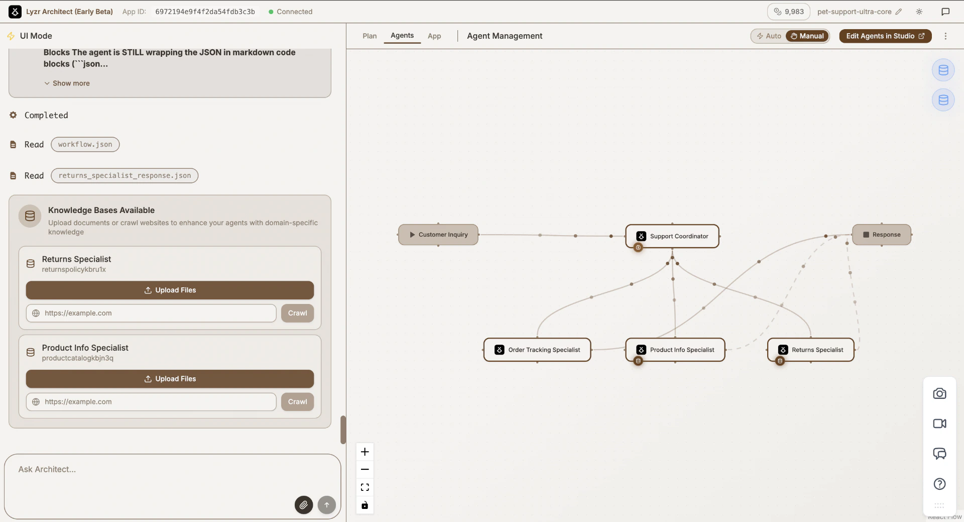 The Agents phase showing the network of agents and Edit in Studio button