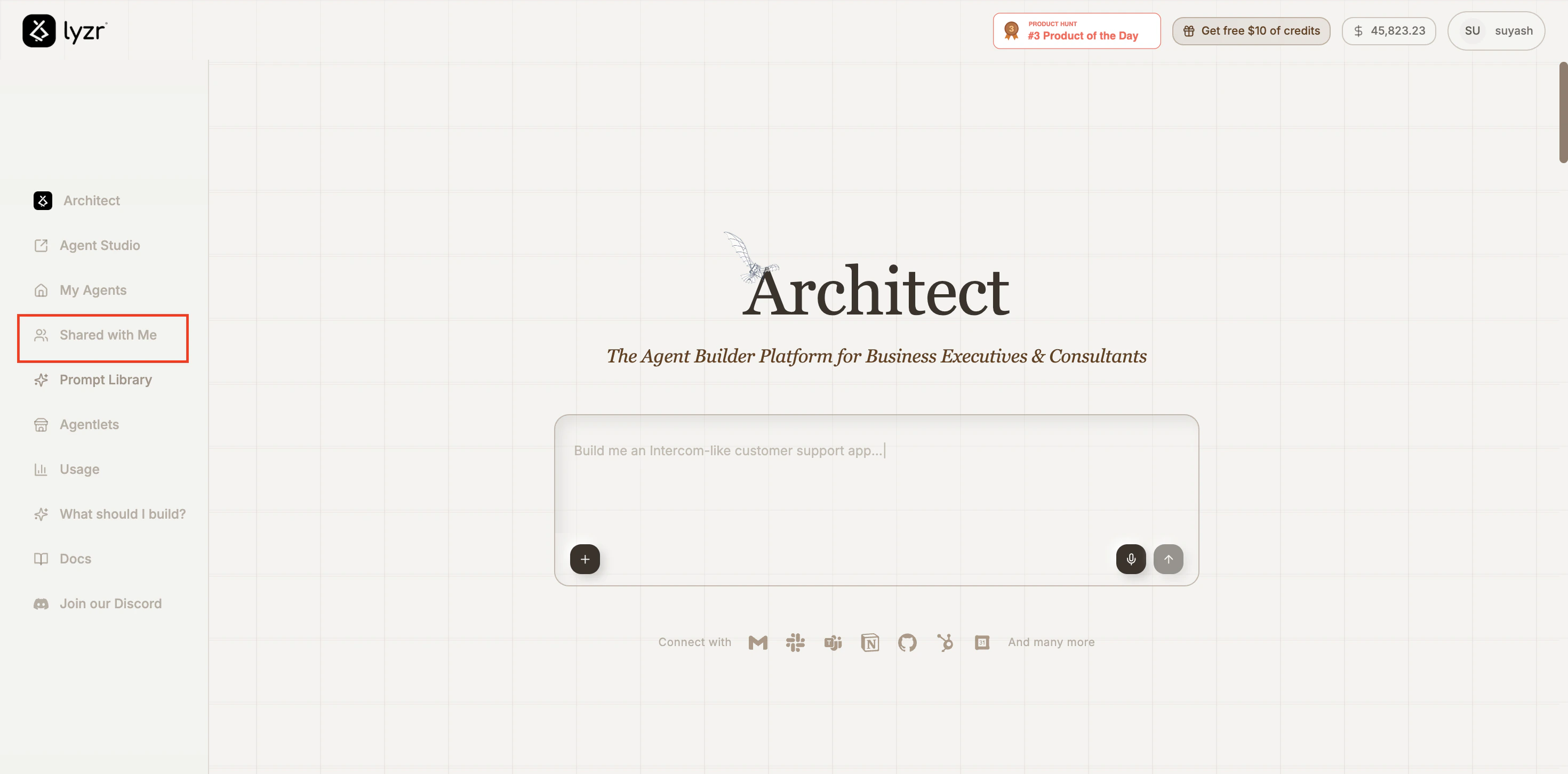 Shared with Me tab in the homepage sidebar