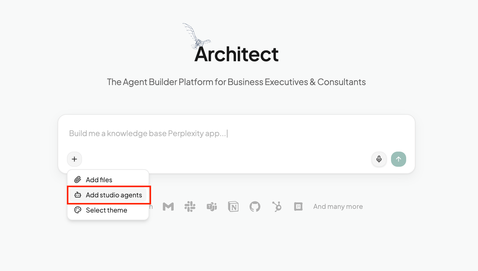Add studio agents option in the homepage menu