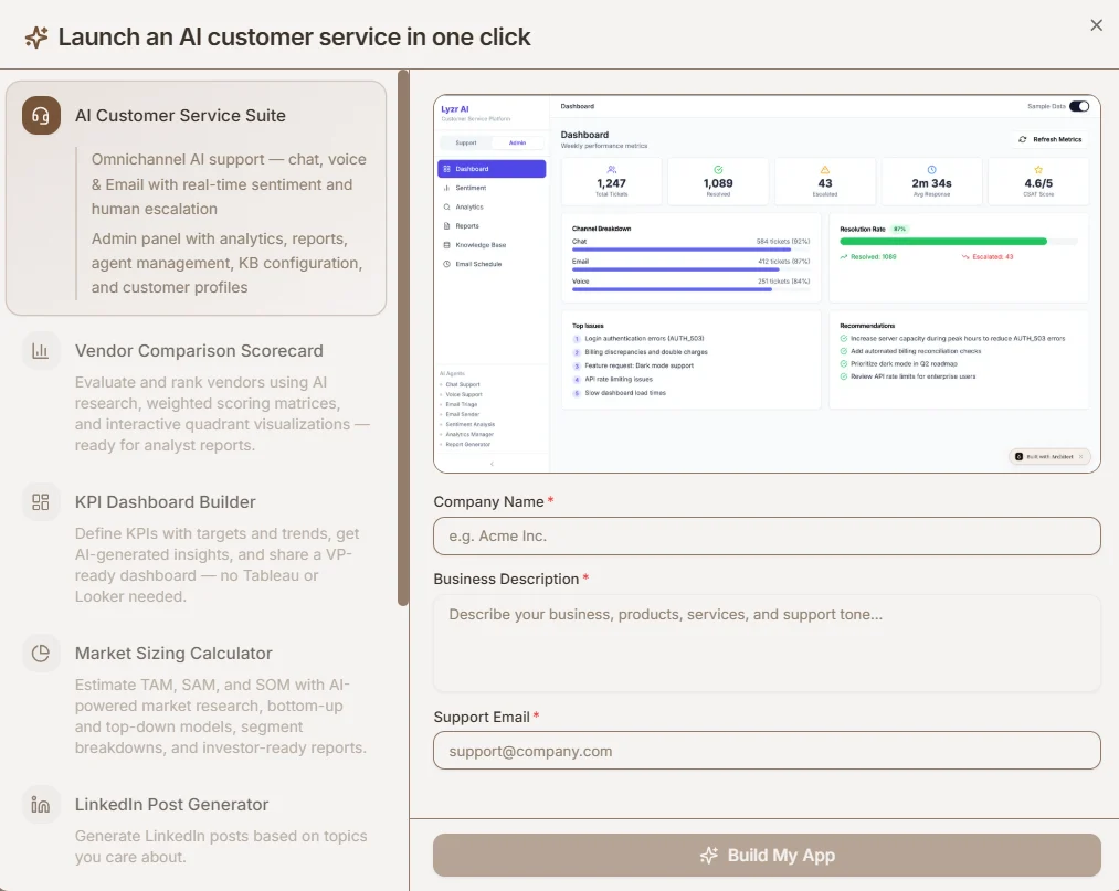 Template Apps Interface