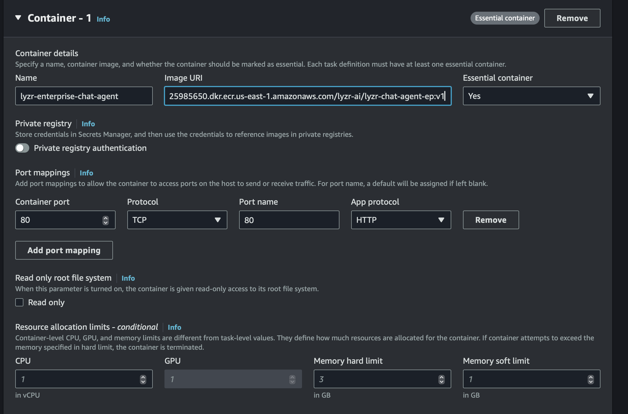AWS ECS Container Details