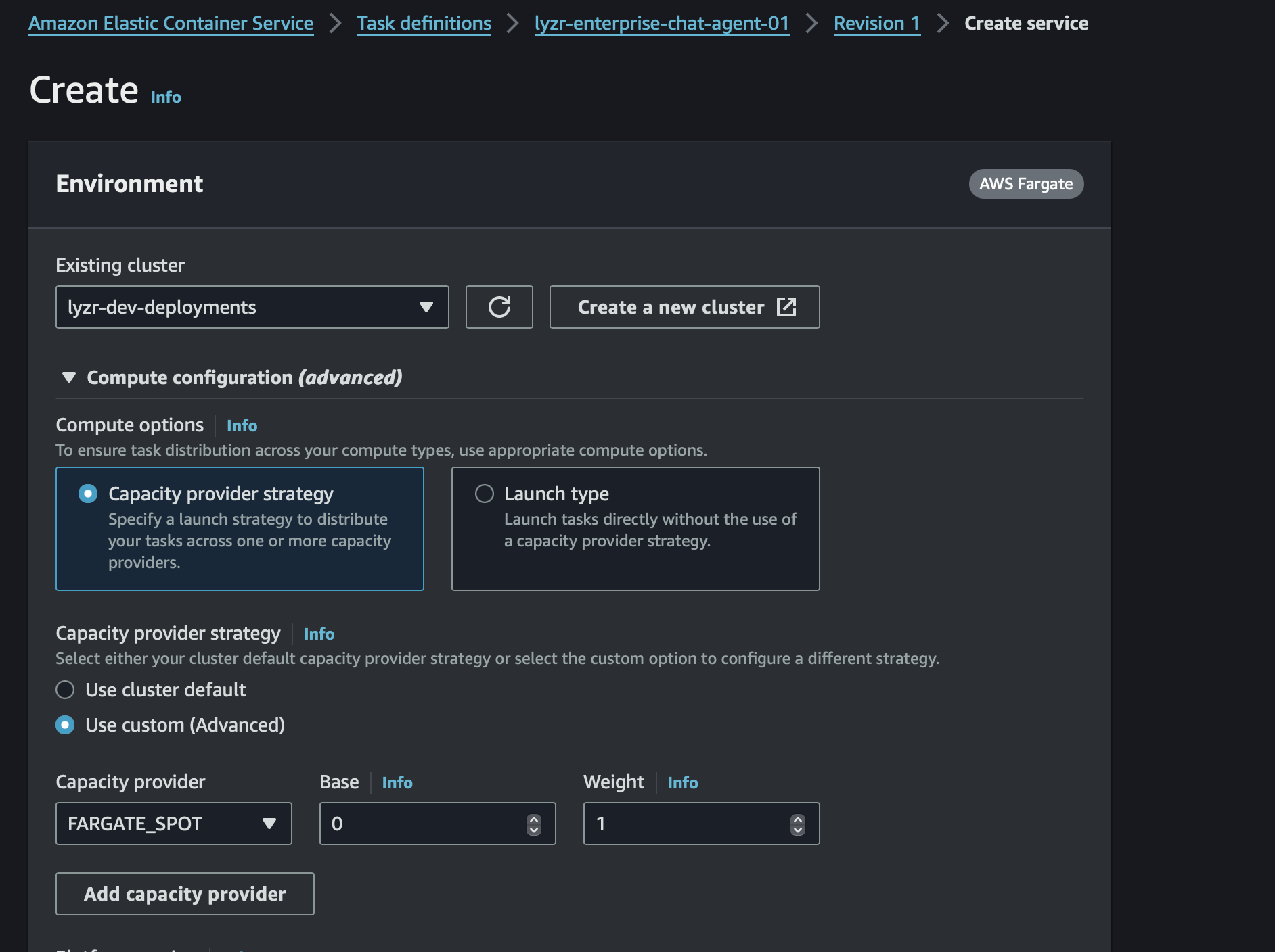 AWS ECS Create Service 1