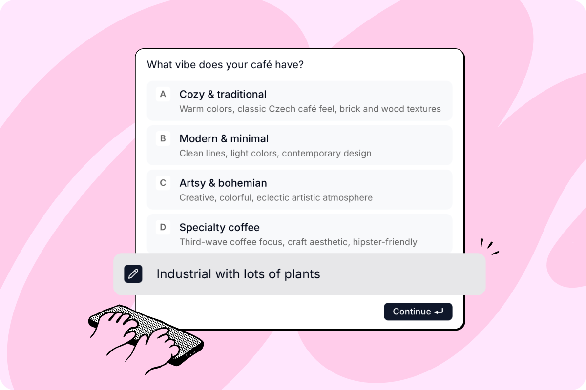 Type your own answers to agent questions