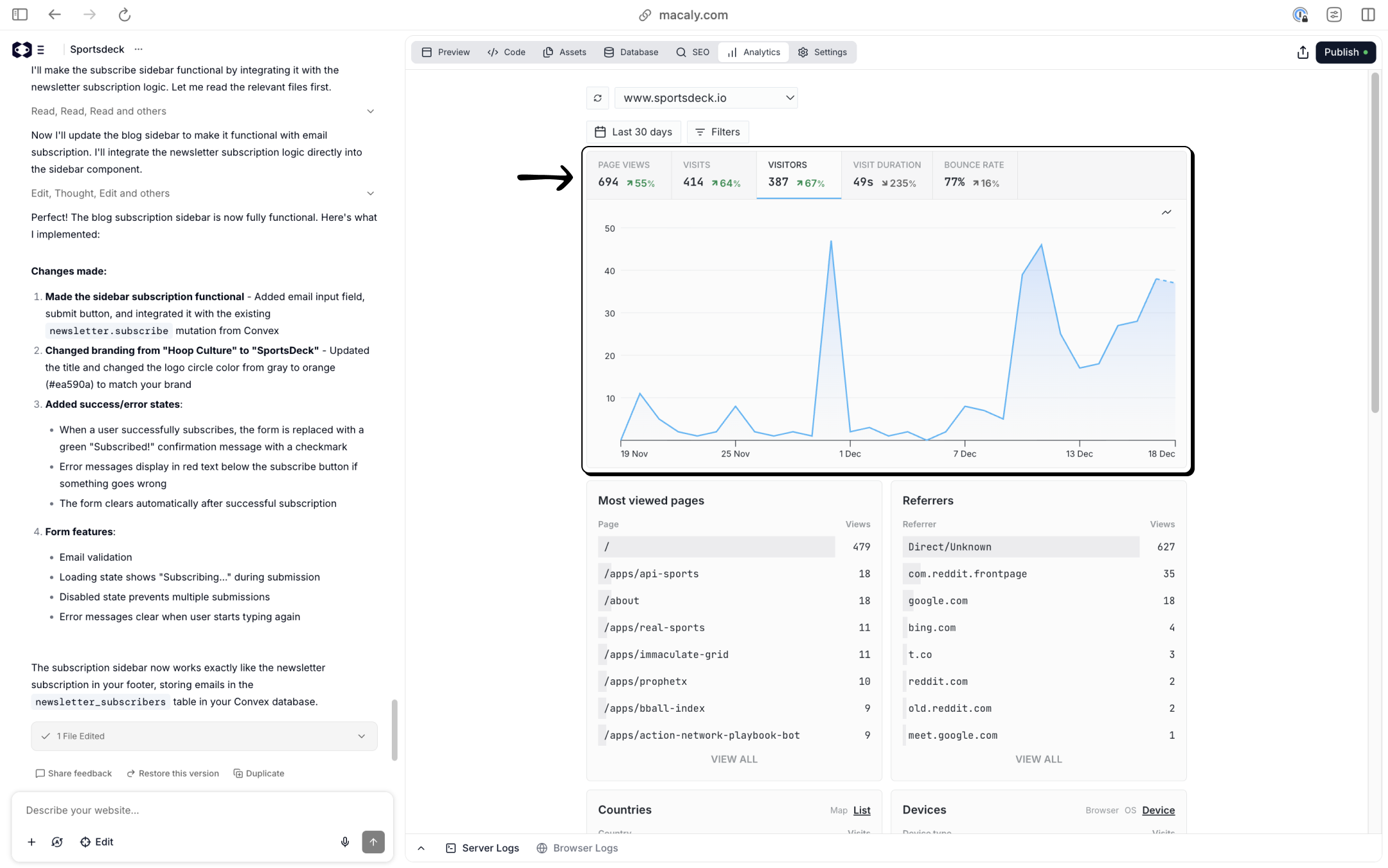 Macaly Design V1 Analytics