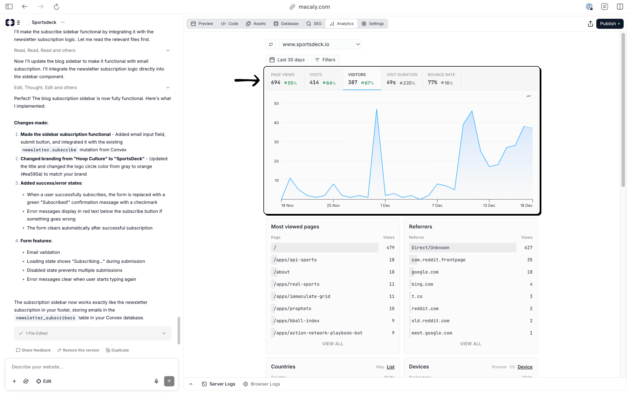 Macaly Design V1 Analytics