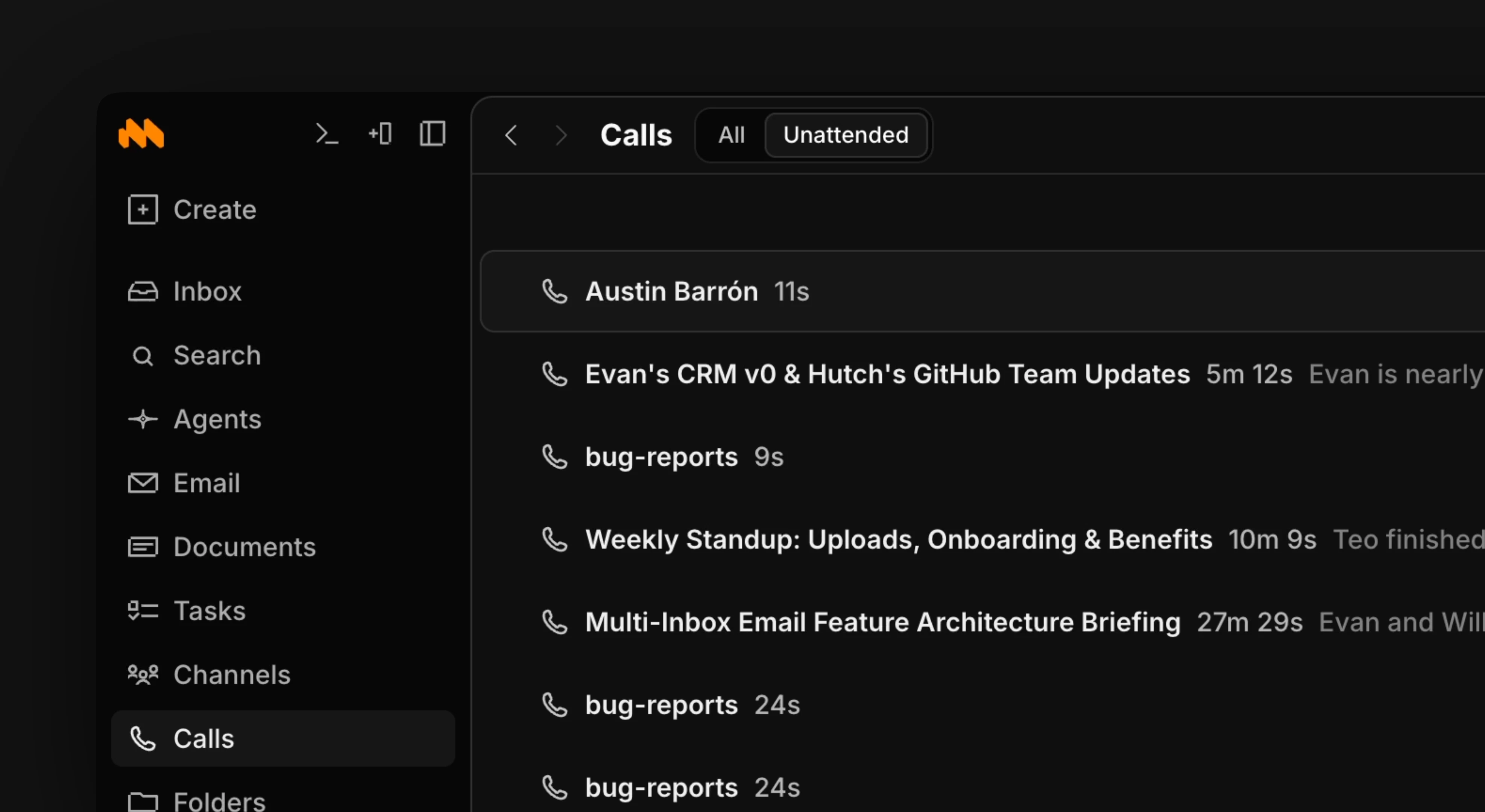 Calls Screenshot