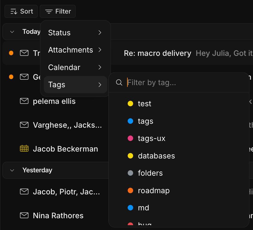 Filtering a block's list by tag with Filter → Tags