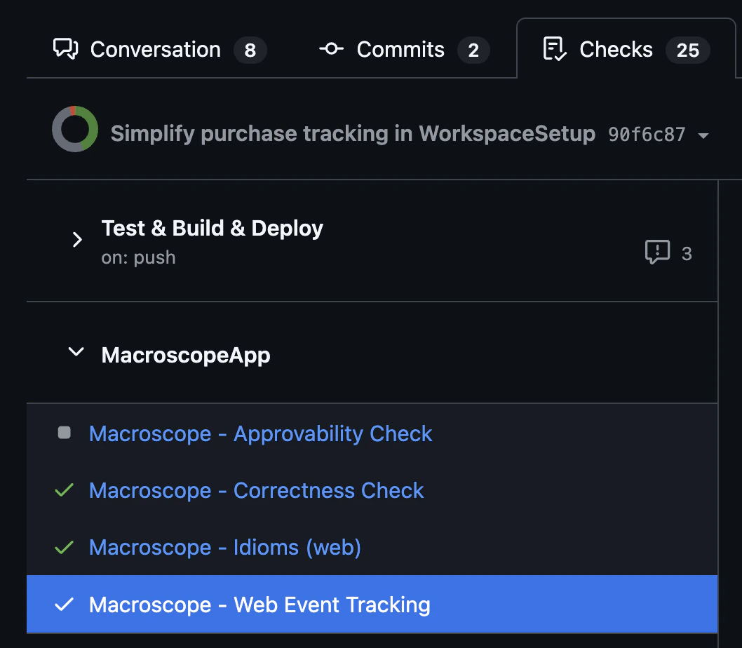 Check Run Agents in the GitHub Checks tab