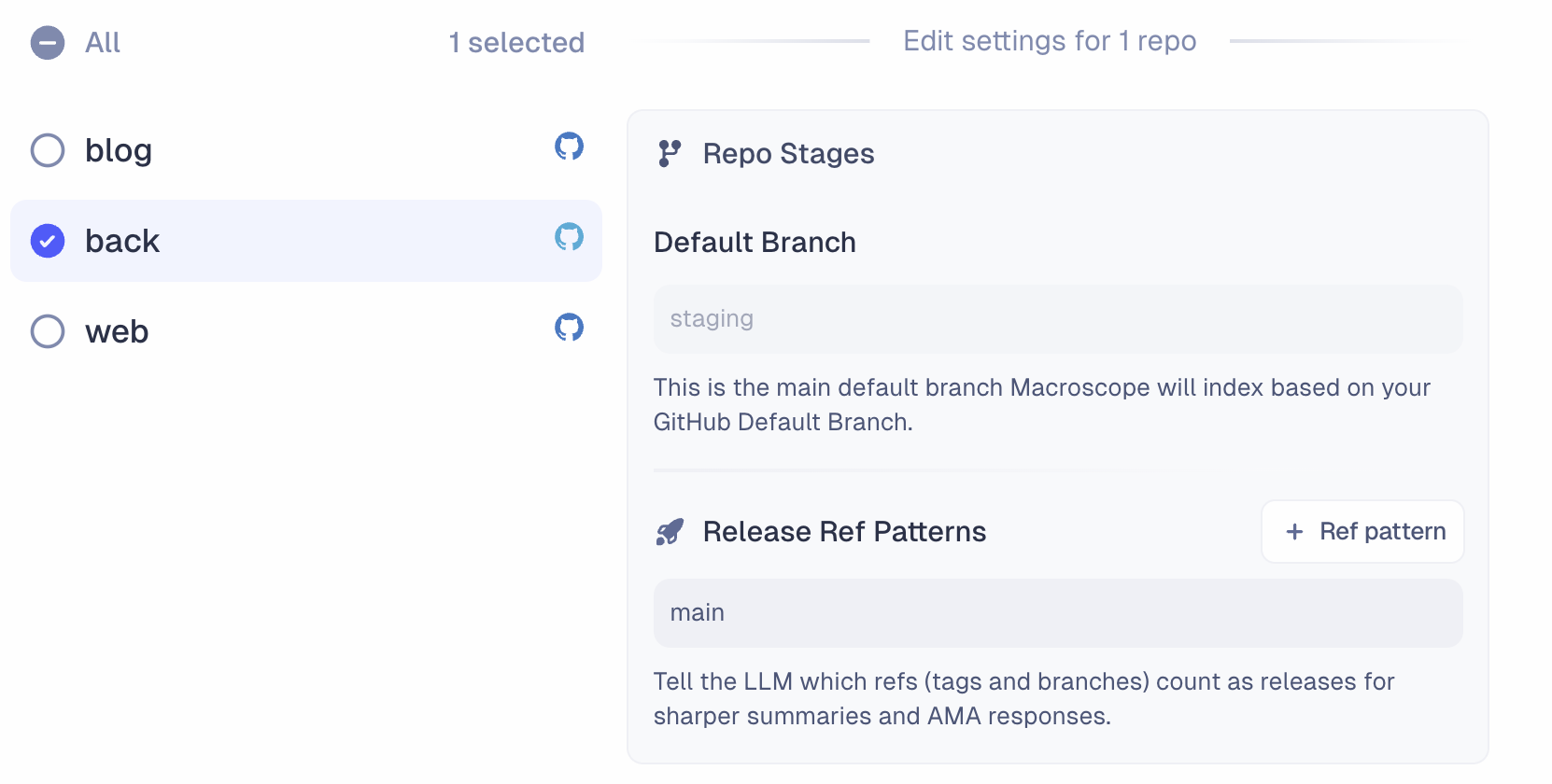 Release Ref Settings