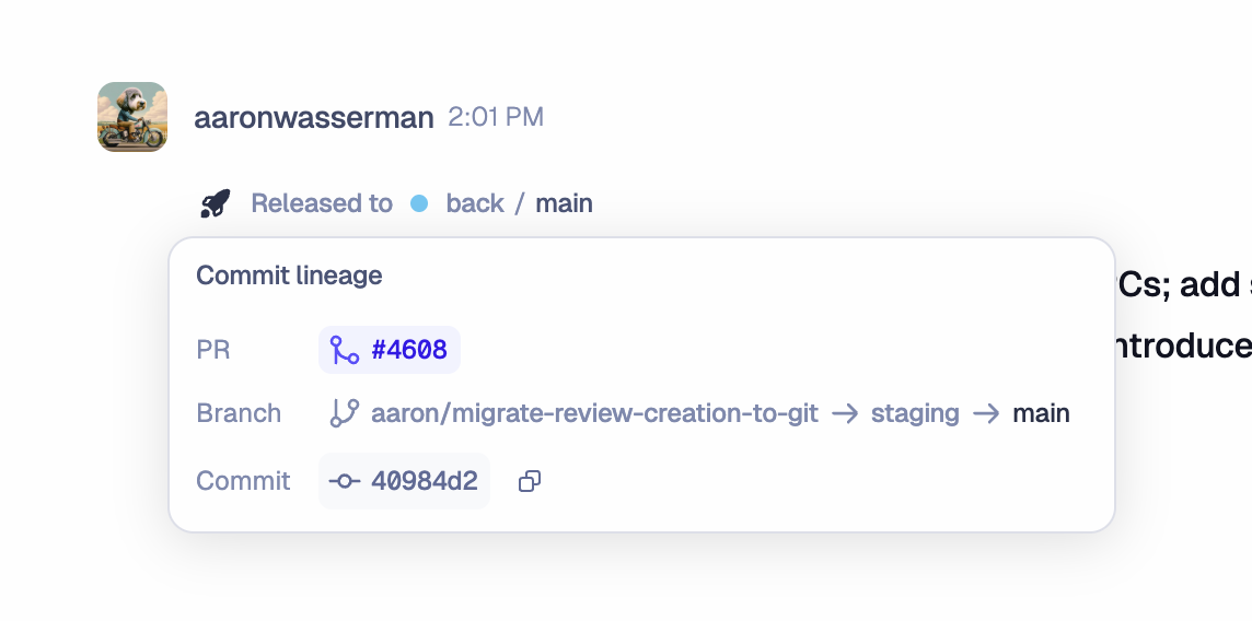Deployment tracking with rocket icon