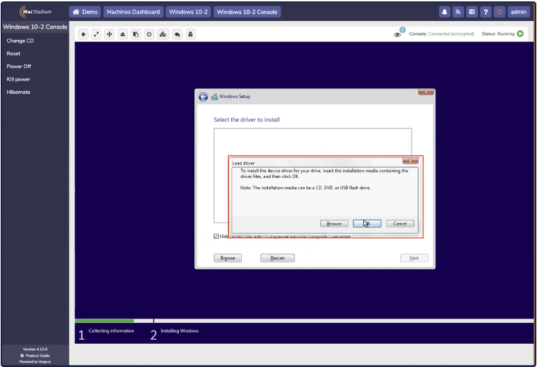 Windows Load Driver browse dialog