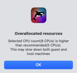 CPU Count Warning for exceeding recommended limit