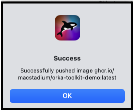 Push success message after image is pushed to OCI registry