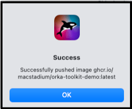 Push success message after image is pushed to OCI registry