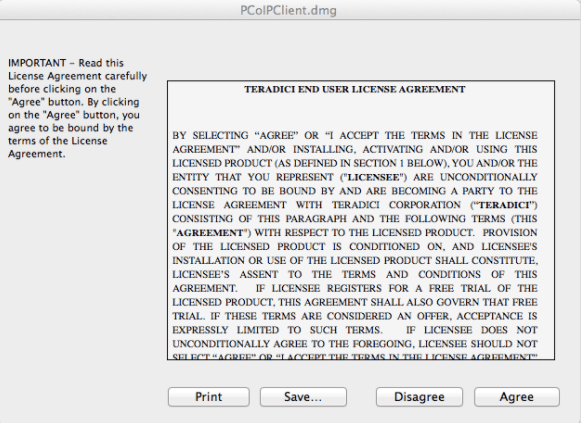 HP Anyware PCoIP client installer dragged into Applications folder