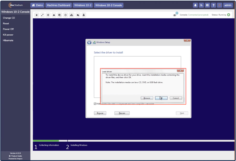 Windows Load Driver browse dialog
