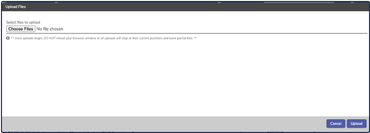 Private Cloud Upload Files screen for local ISO upload