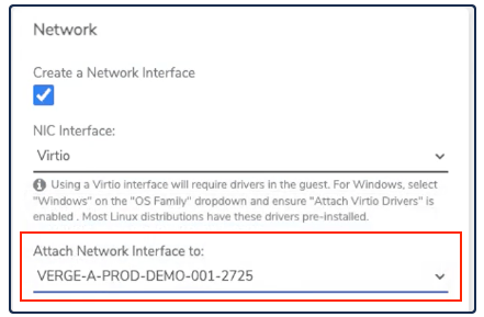 Private Cloud Network section with Create Network Interface checked