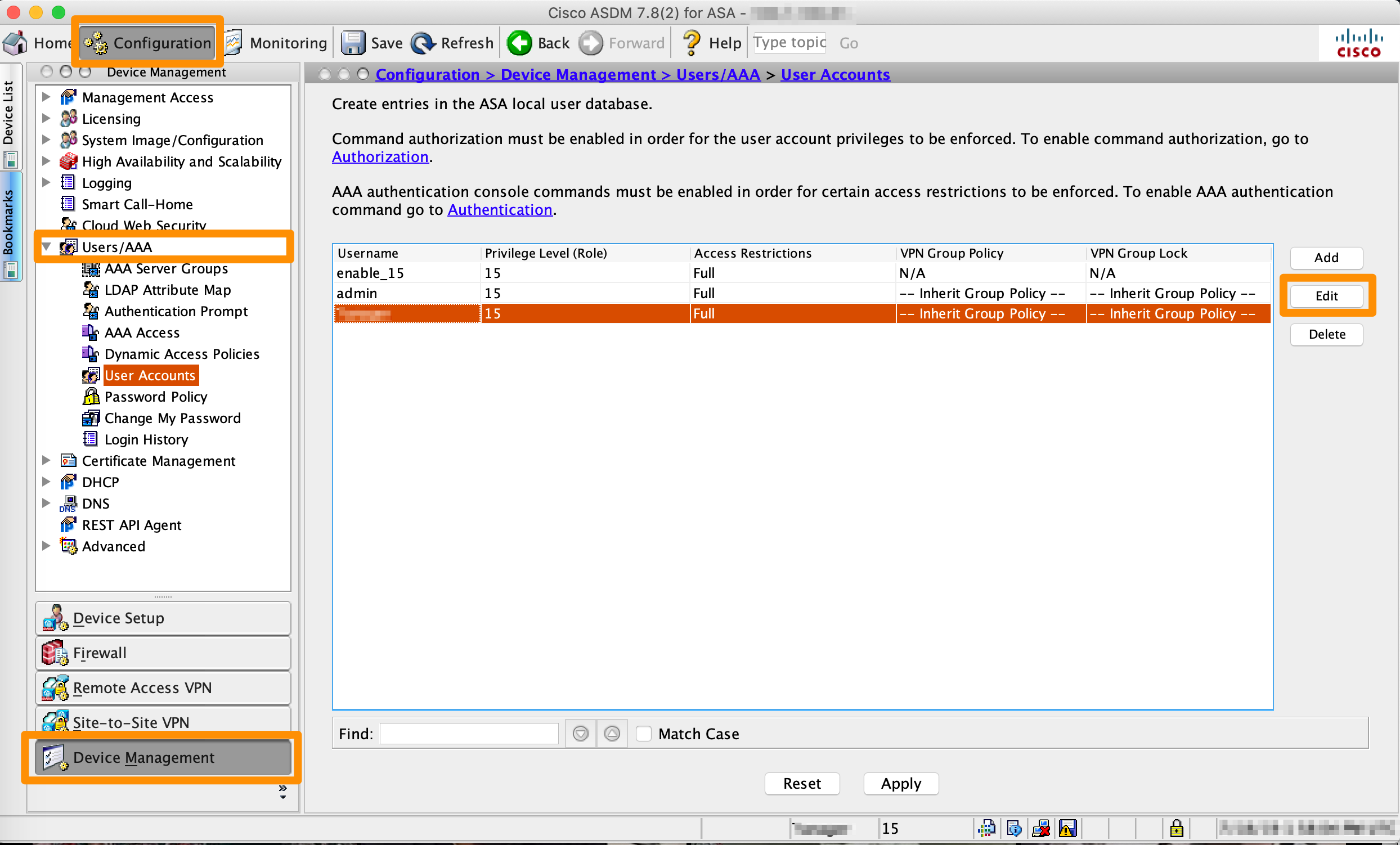 ASDM Configuration button in the main toolbar