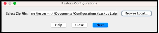 ASDM Restore Configuration Next button to proceed after file selection