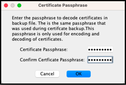 ASDM Certificate Passphrase prompt during restore process