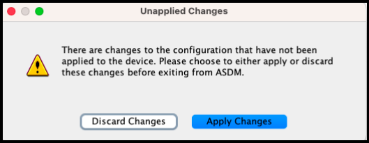 ASDM Unapplied Changes message box after restore
