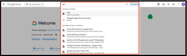 GCP sidebar with Hybrid Connectivity VPN option highlighted