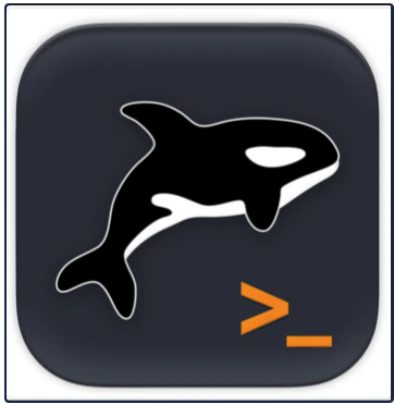 Orka Engine app icon showing an orca whale with a terminal prompt symbol