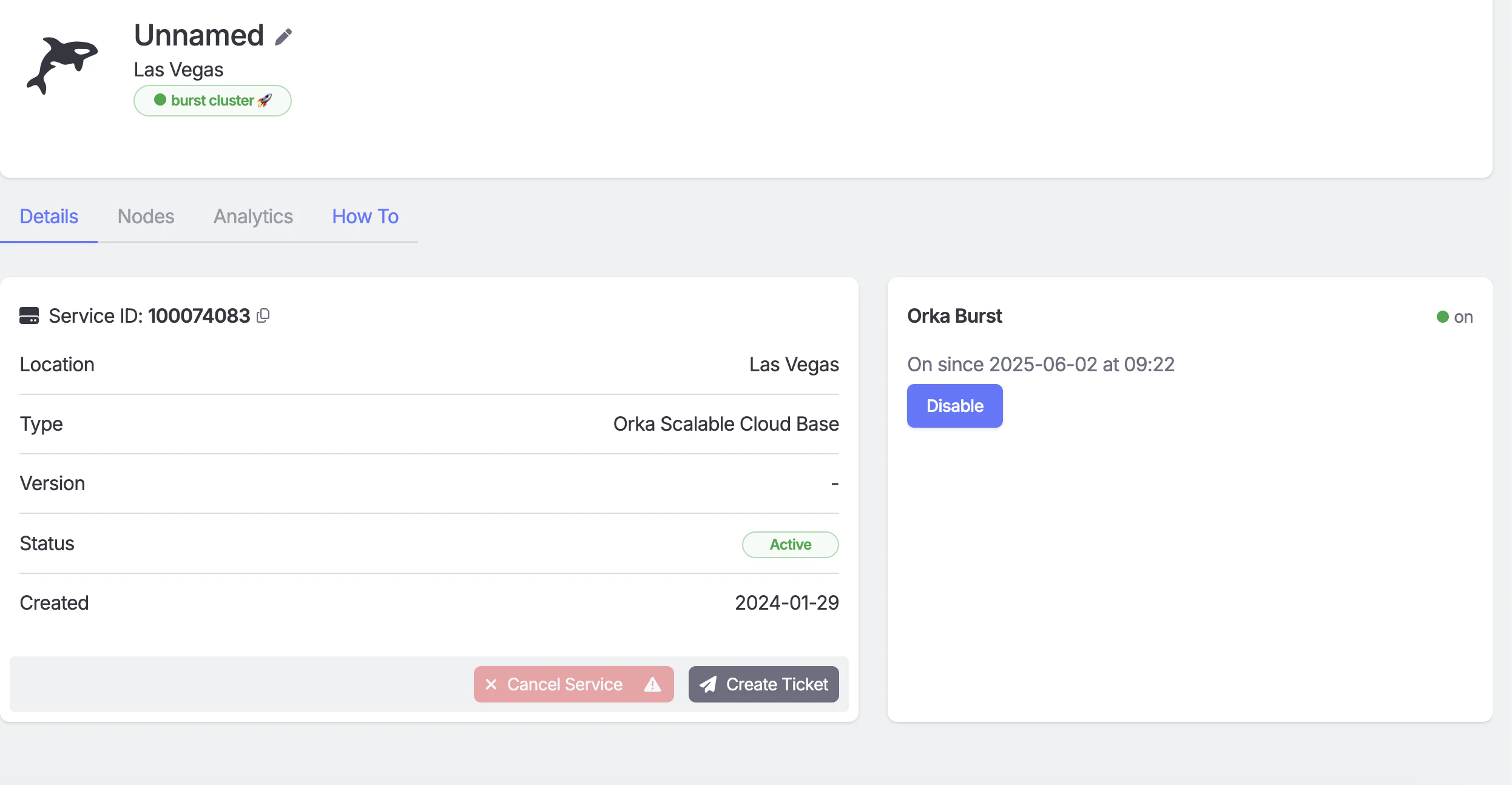 MacStadium Admin Portal Disable Burst button
