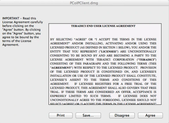 HP Anyware PCoIP client installer dragged into Applications folder