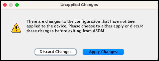 ASDM Unapplied Changes message box after restore