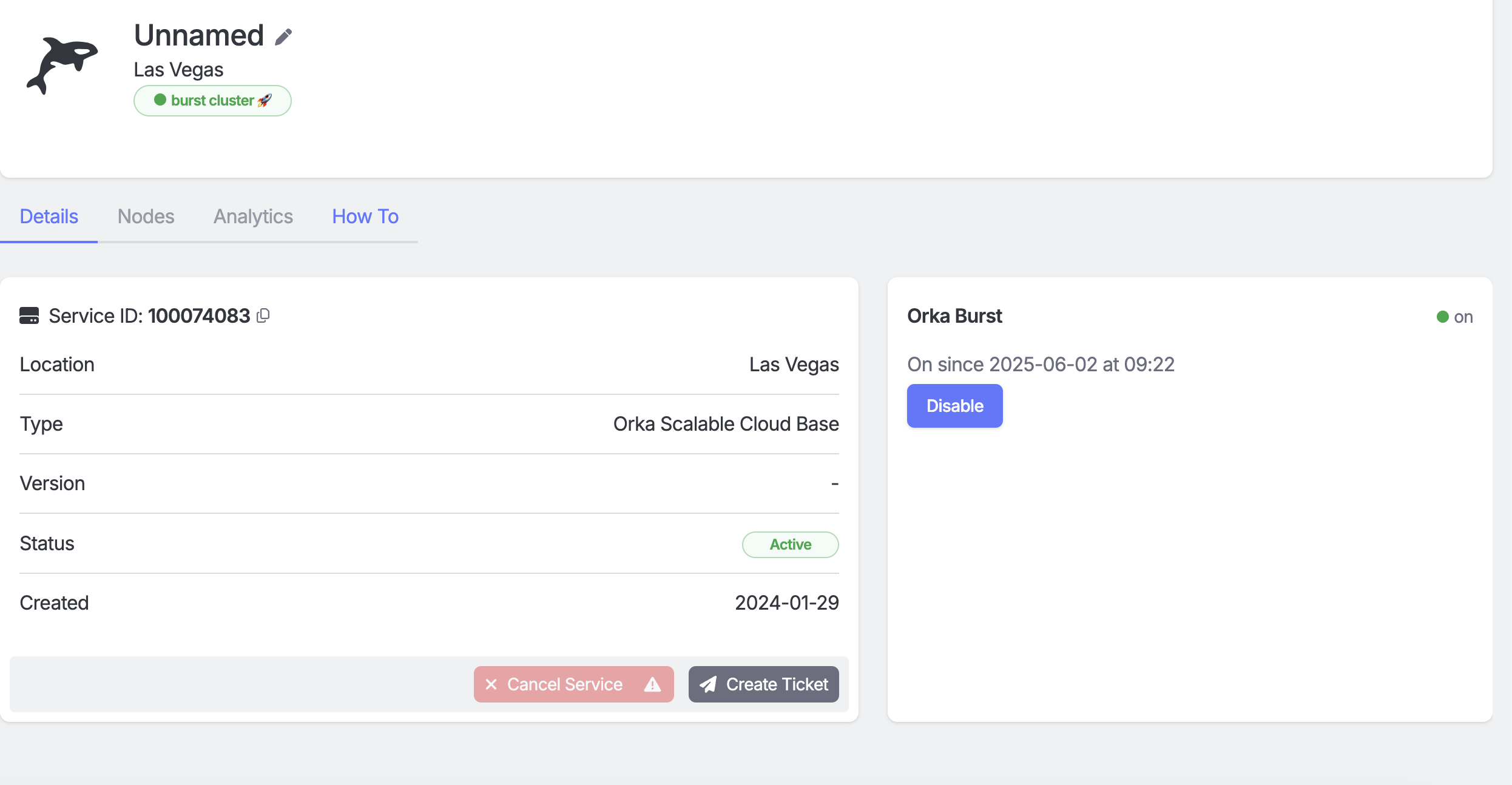 MacStadium Admin Portal Disable Burst button