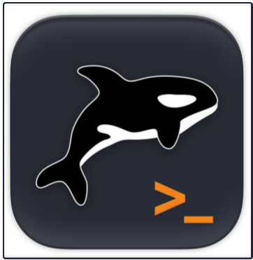 Orka Engine app icon showing an orca whale with a terminal prompt symbol