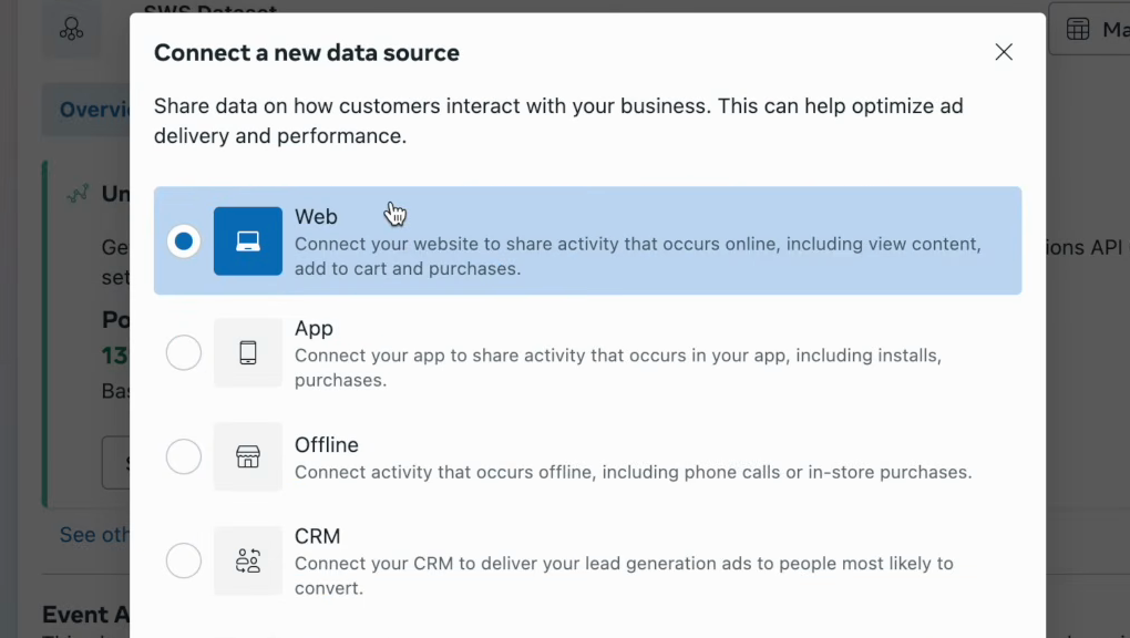 Connect data source — Web