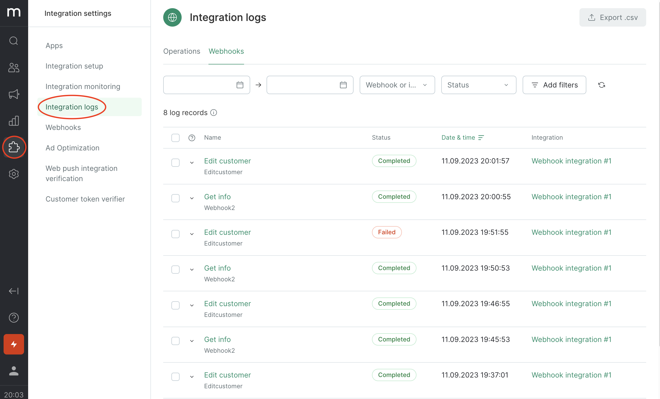 Webhook Logs - Maestra Help Center