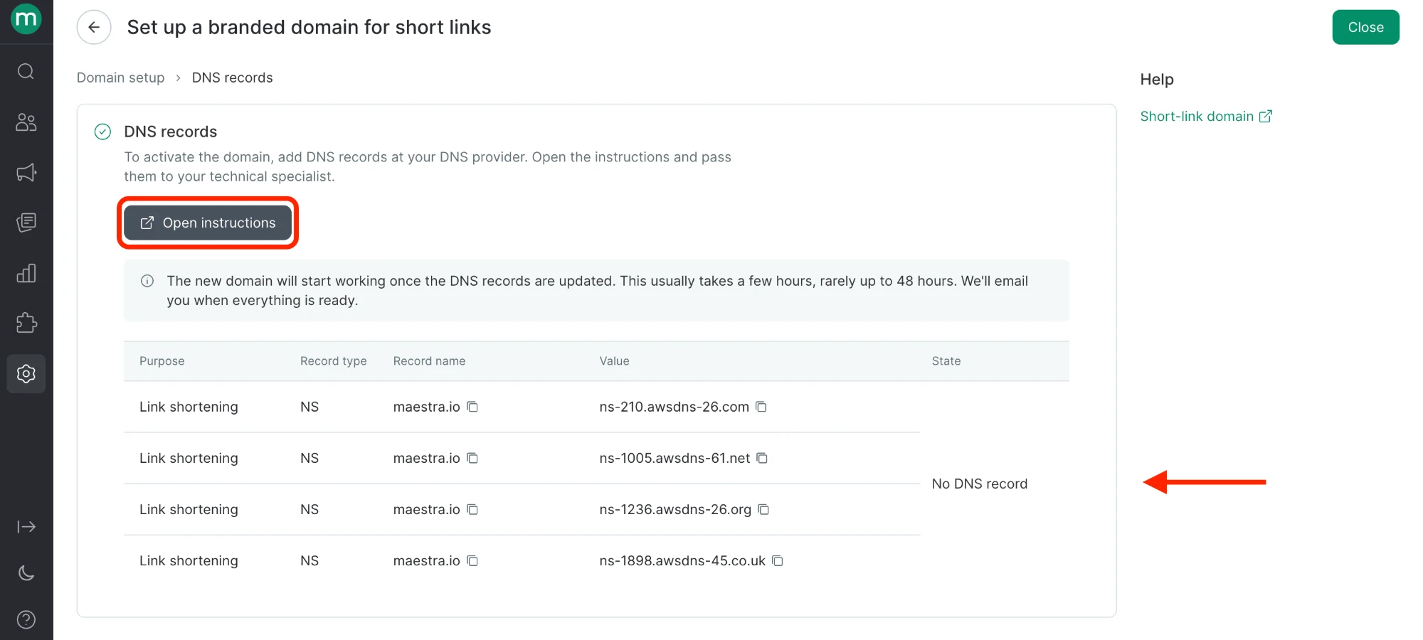 Review the DNS records