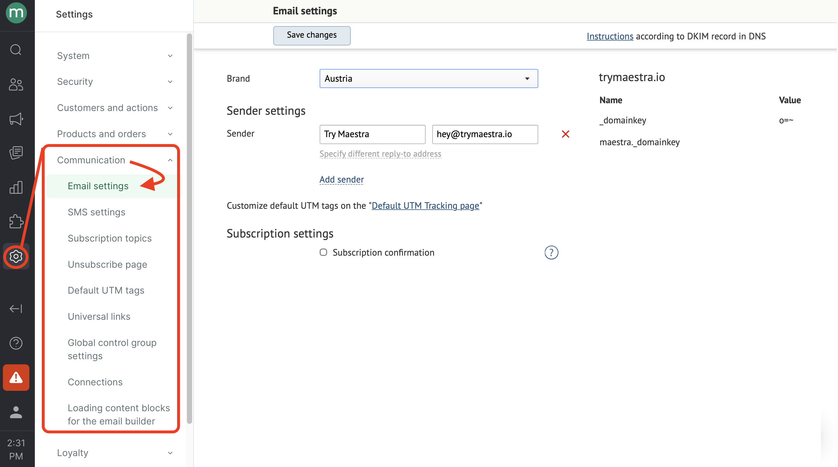 How to Add Sender's email address - Maestra Help Center