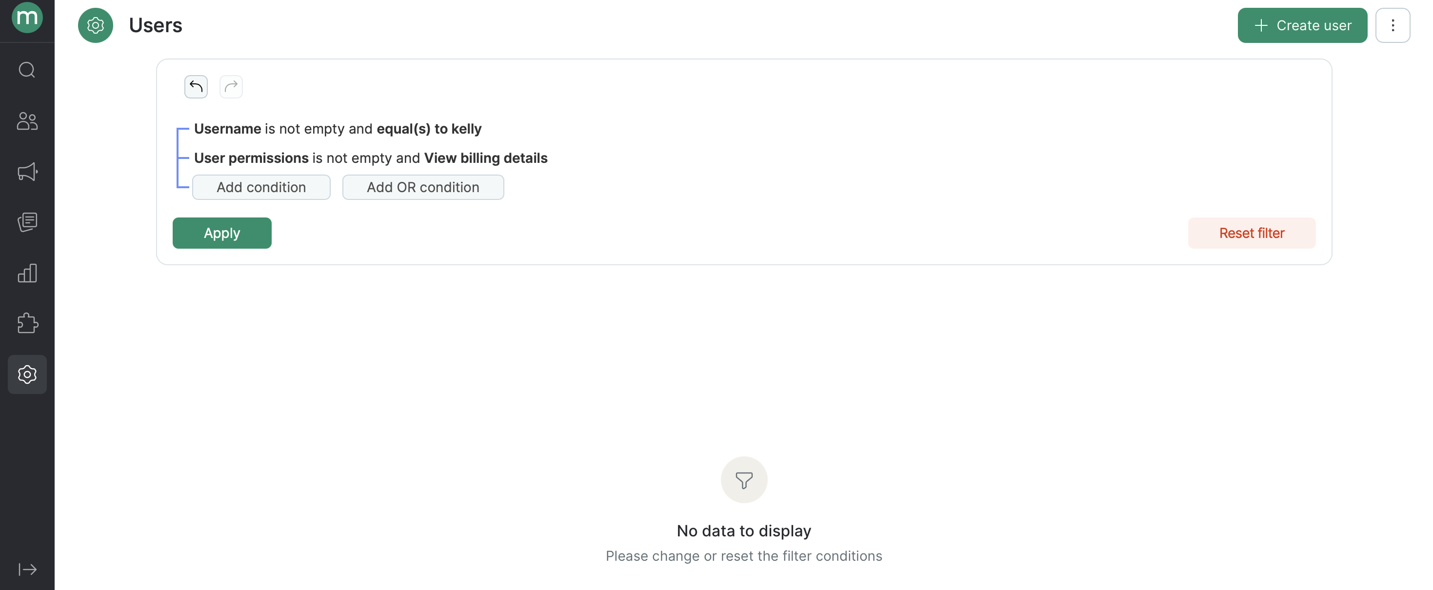 Filter returning no results for a permission the user lacks