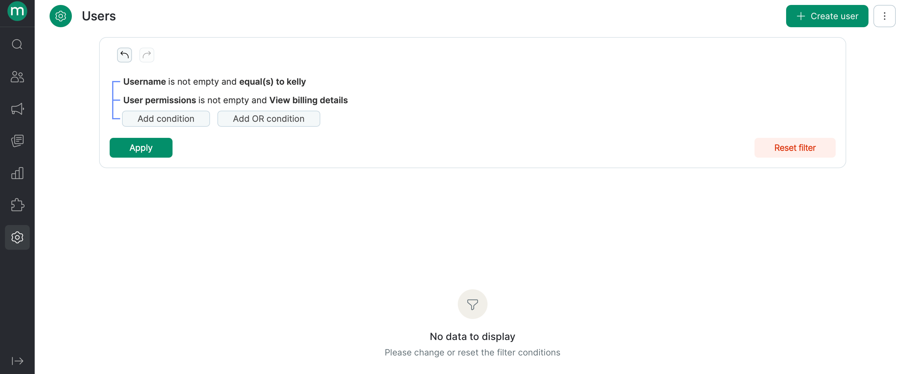 Filter returning no results for a permission the user lacks