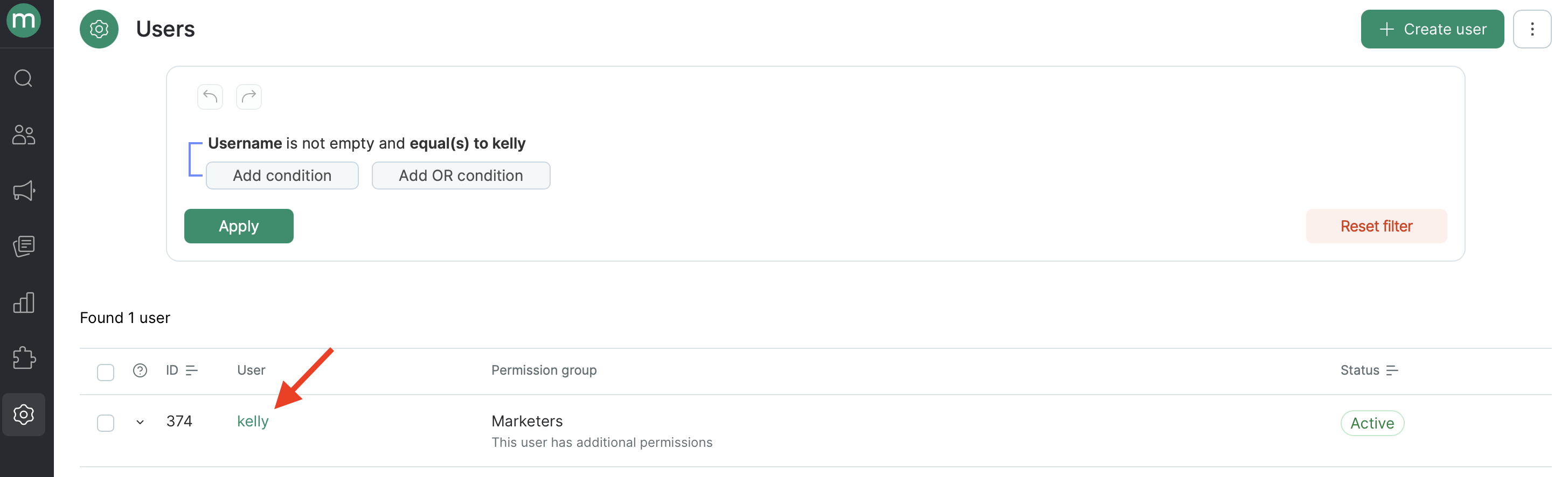 Find your own profile in the users list