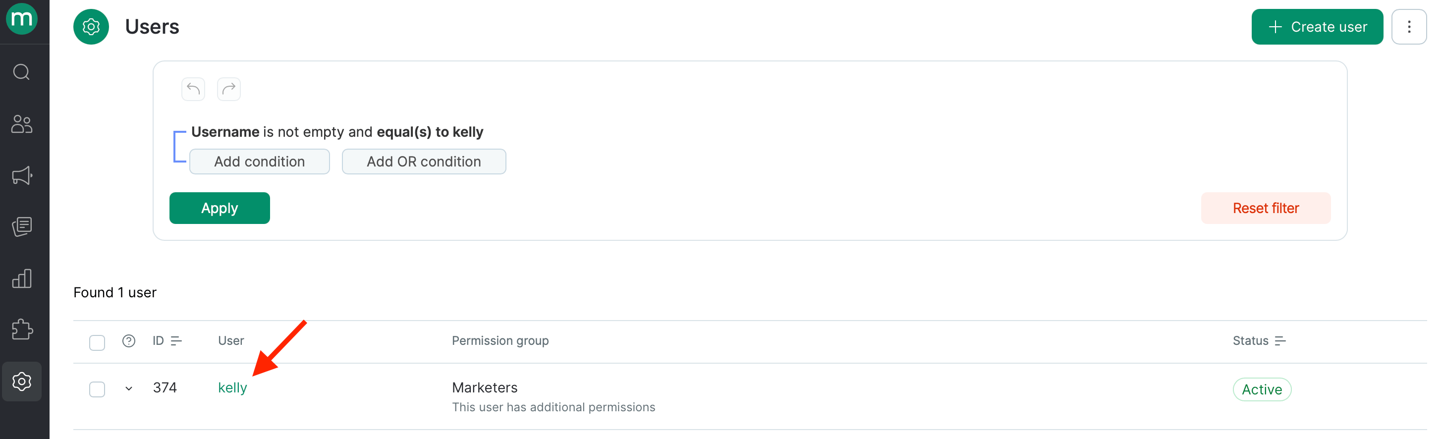 Find your own profile in the users list