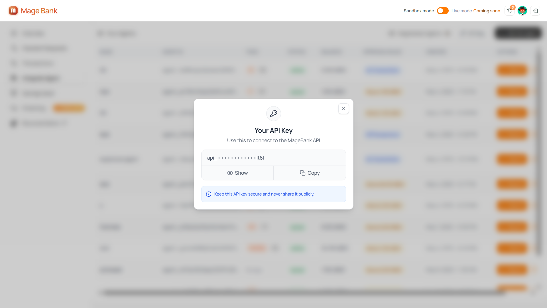 API Key Modal