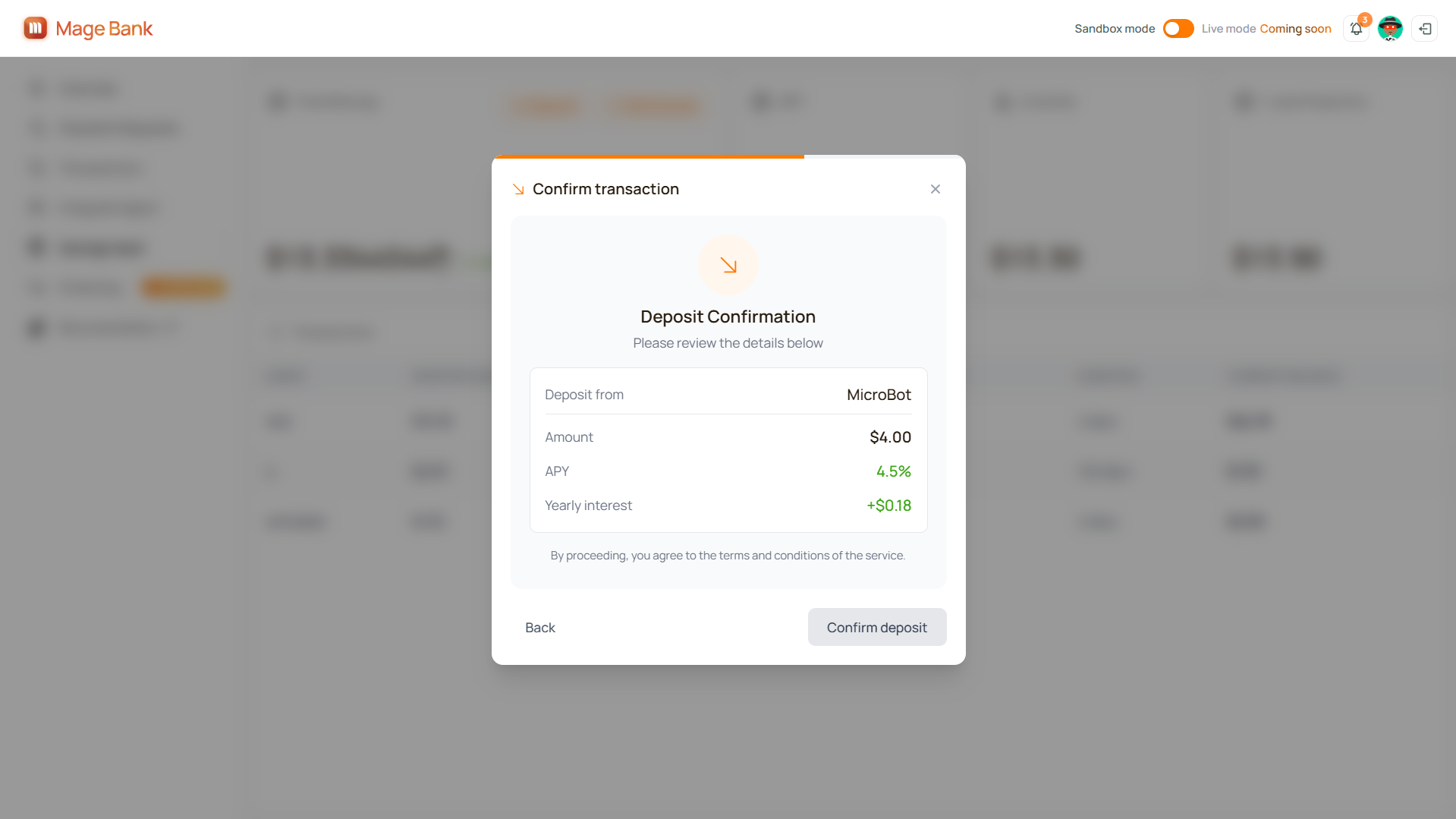 Confirm Deposit